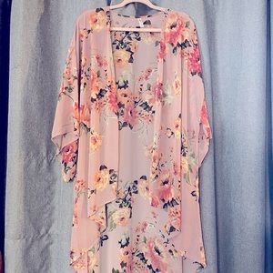 Soft Pink Floral Kimono
